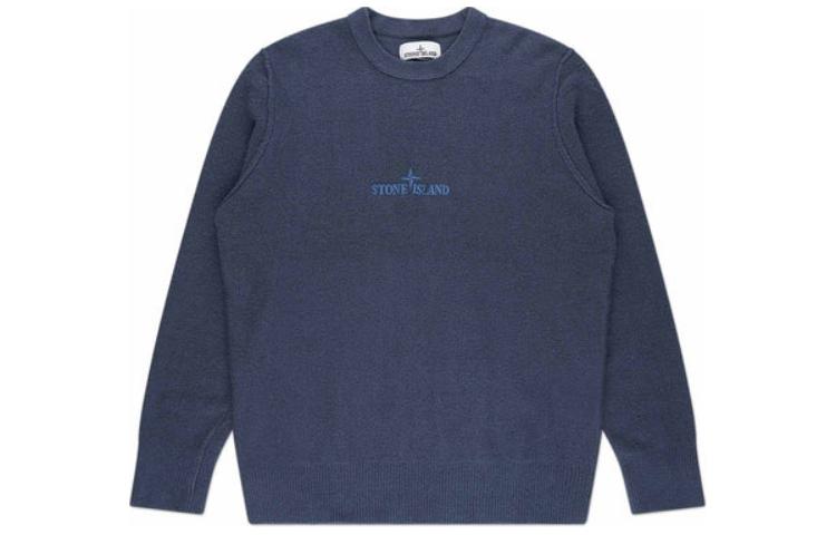 Stone Island Navy Blue Embroidered Logo Oversized Crewneck Sweatshirt 8015534D2-V0024