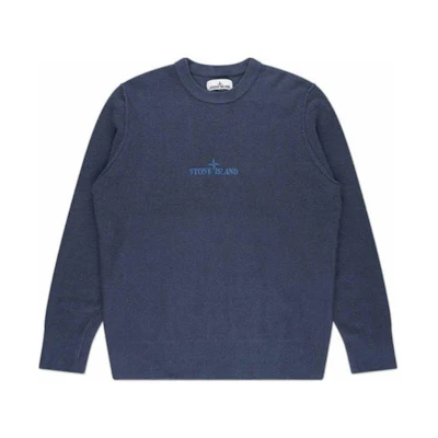 Stone Island Navy Blue Embroidered Logo Oversized Crewneck Sweatshirt 8015534D2-V0024