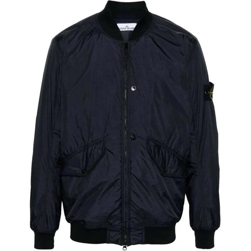 Stone Island Navy Blue Full-Zip Solid Color Long Sleeve Jacket for Men 811540923-V0020