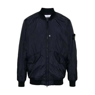 Stone Island Navy Blue Full-Zip Solid Color Long Sleeve Jacket for Men 811540923-V0020