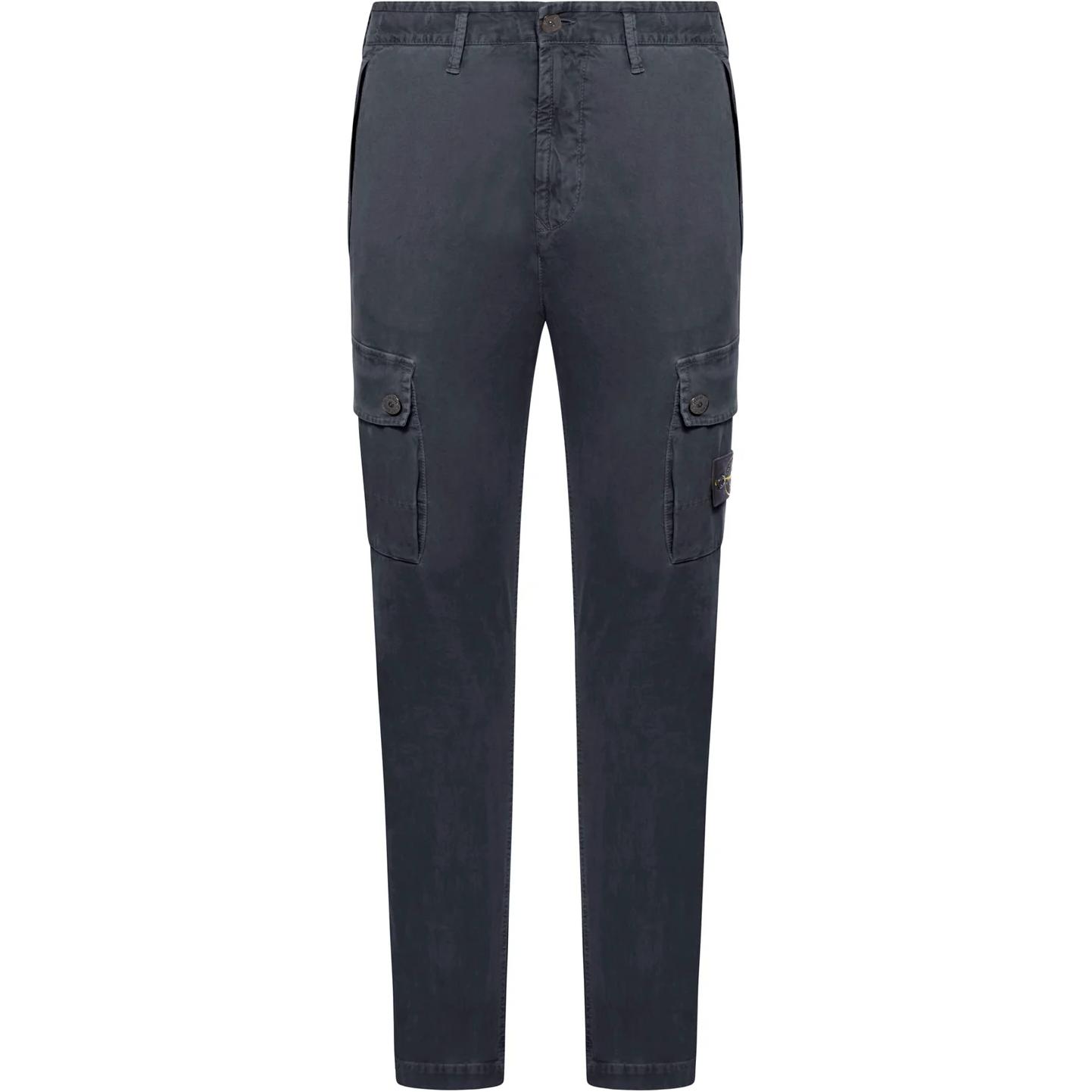 Stone Island Navy Blue High-Waist Zipper Straight-Leg Casual Pants Men. 8115303L1-A0120