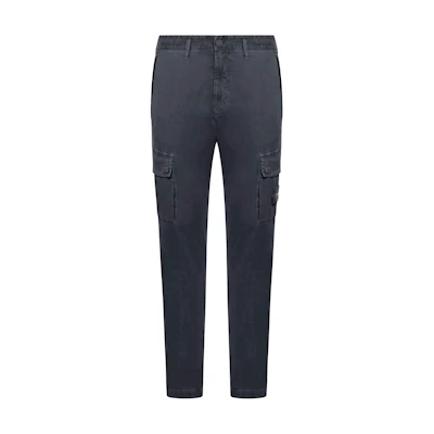 Stone Island Navy Blue High-Waist Zipper Straight-Leg Casual Pants Men. 8115303L1-A0120