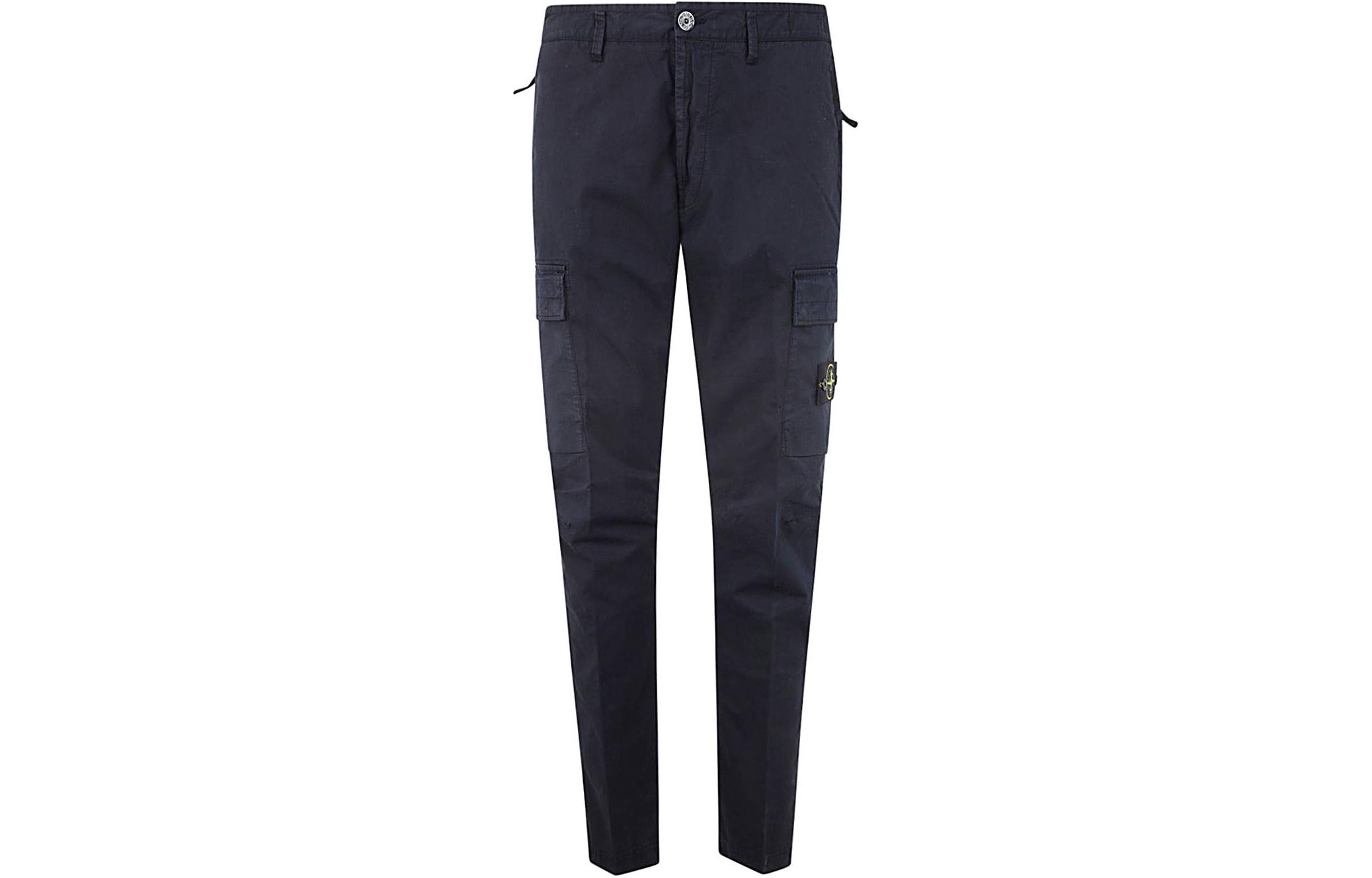 Order STONE ISLAND Seluar Cargo Lelaki Biru Navy High-Waisted Straight-Leg 801530410-A0020