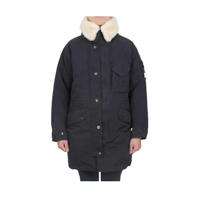 Stone Island Navy Blue Hooded Single-Breasted Long Jacket for Men 791570449-V0020