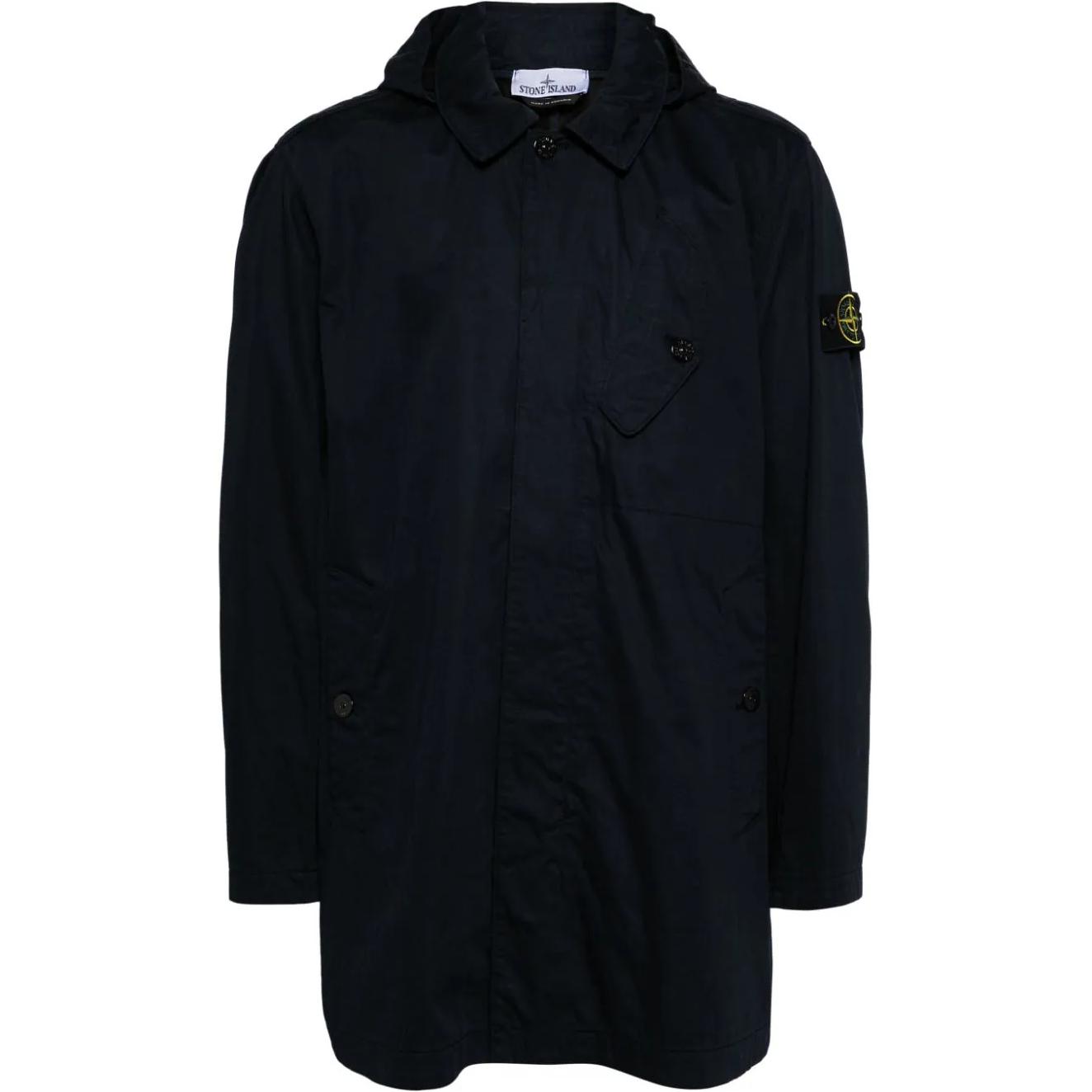 Stone Island Navy Blue Hooded Zip-Up Jacket 801571034-V0020