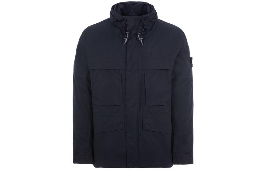 Stone Island Navy Blue Hoodie Jacket with Side Logo Badge for Men 8015433F1-V0020