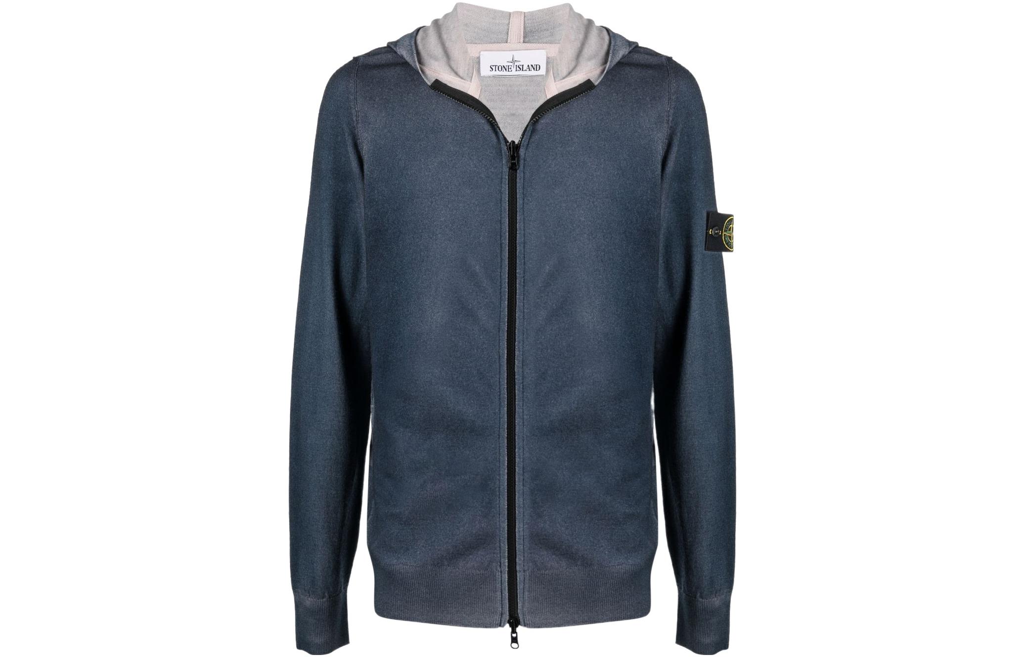 Stone Island Navy Blue Hoodie with Back Logo Print for Men 7515572A8-V0020