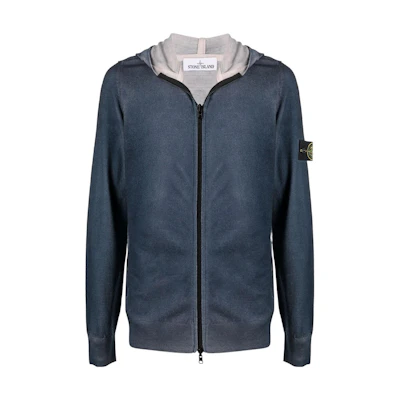 Stone Island Navy Blue Hoodie with Back Logo Print for Men 7515572A8-V0020