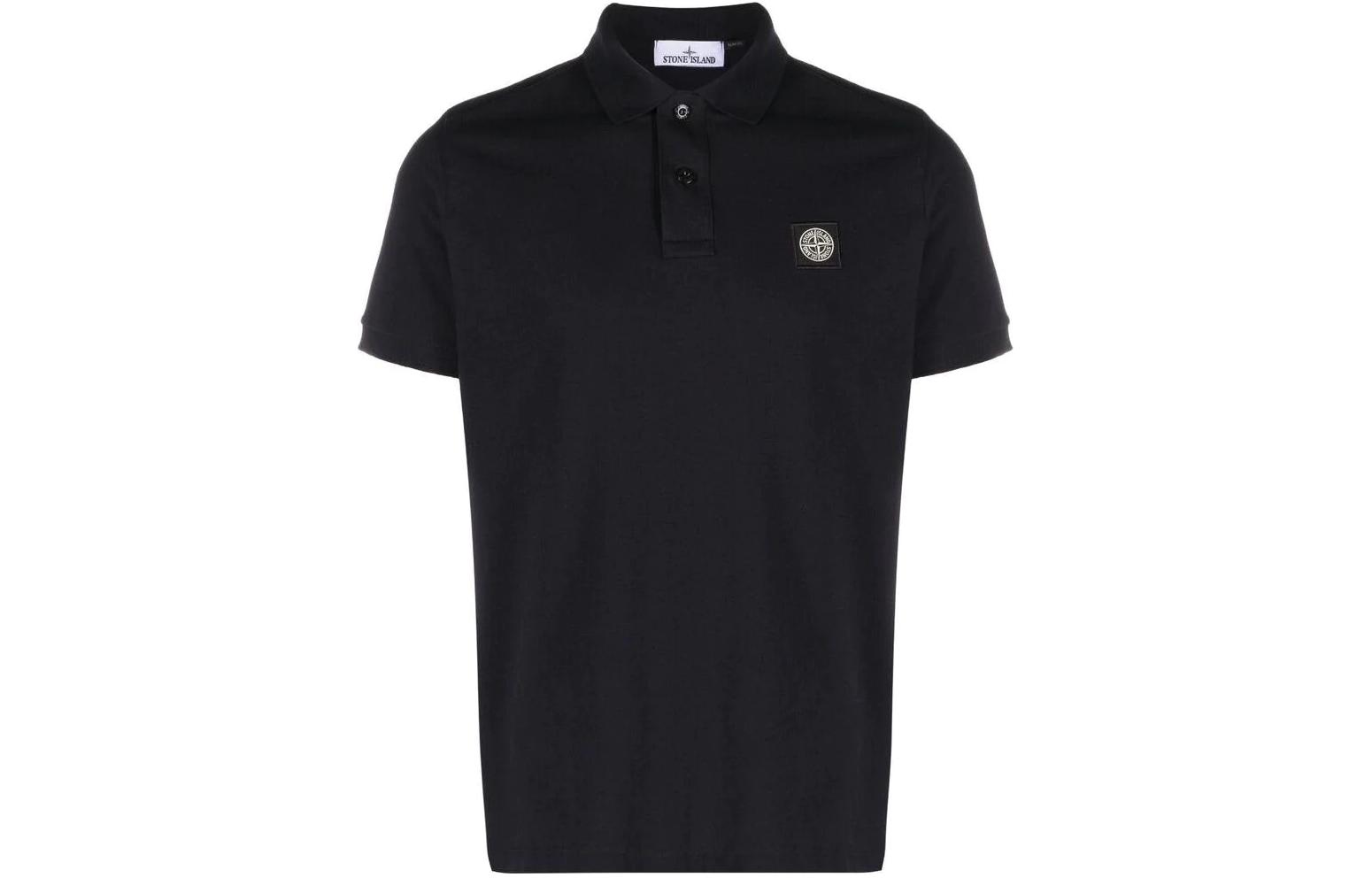 Stone Island Navy Blue Icon Slim Fit Button Short Sleeve Polo Shirt Men. 79152SC17-A0020