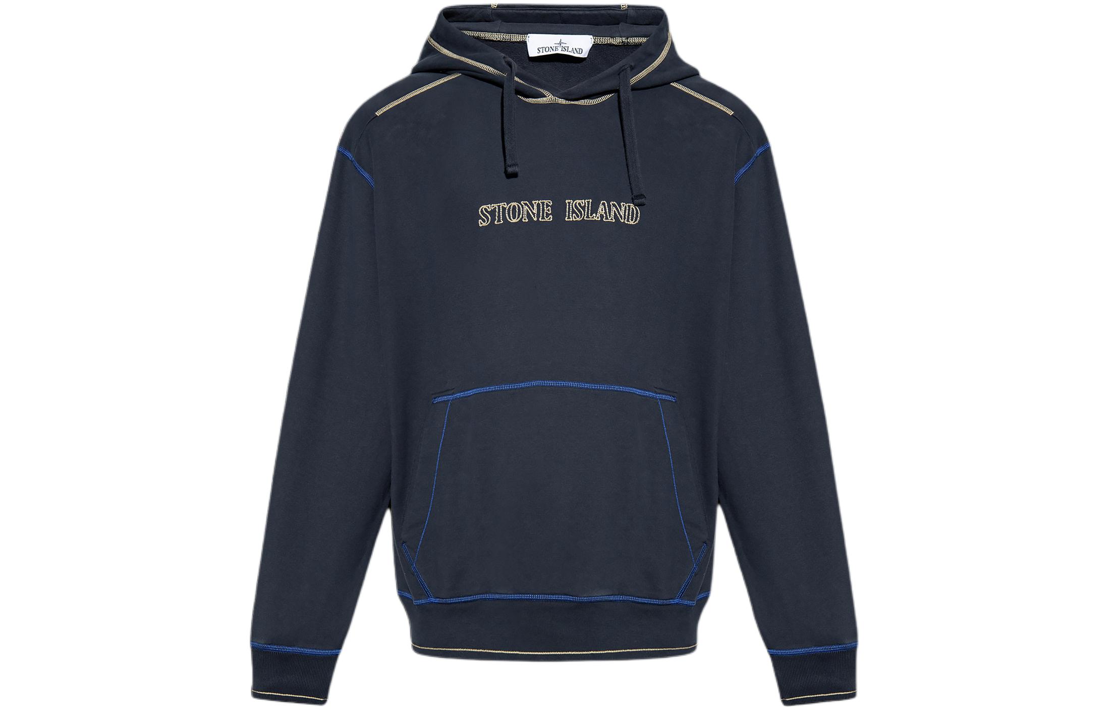 Order STONE ISLAND 深藍字母刺繡寬鬆版連帽長袖男士上衣 791560678-V0020