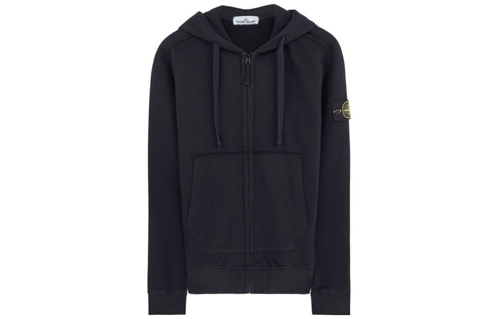 Stone Island Navy Blue Logo Badge Zip-Up Hoodie for Men 691560220-V0020