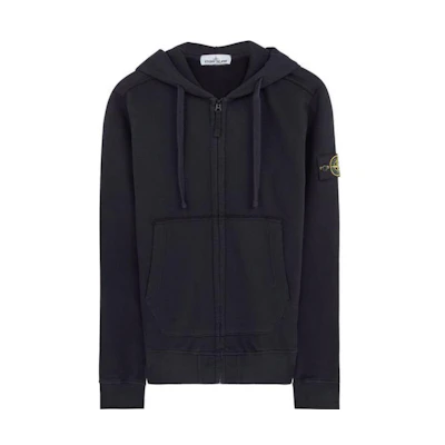 Stone Island Navy Blue Logo Badge Zip-Up Hoodie for Men 691560220-V0020