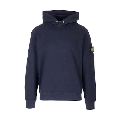 Stone Island Navy Blue Logo Hoodie for Men 801565860-V0020