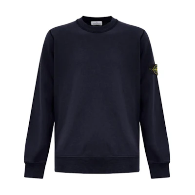 Stone Island Navy Blue Logo Patch Crewneck Pullover Sweatshirt - 811563051-V0020