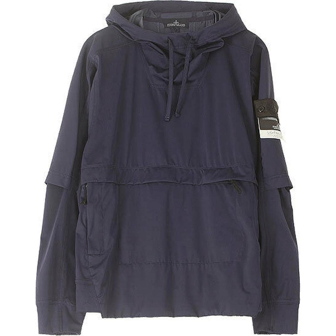 Stone Island Navy Blue Loose-Fit Hoodie with Logo and Drawstring 721940504-V0020