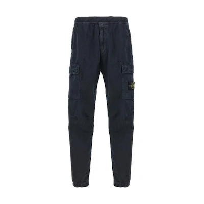 Stone Island Navy Blue Mid-Rise Elastic Cuff Cargo Pants 8115313L1-A0120