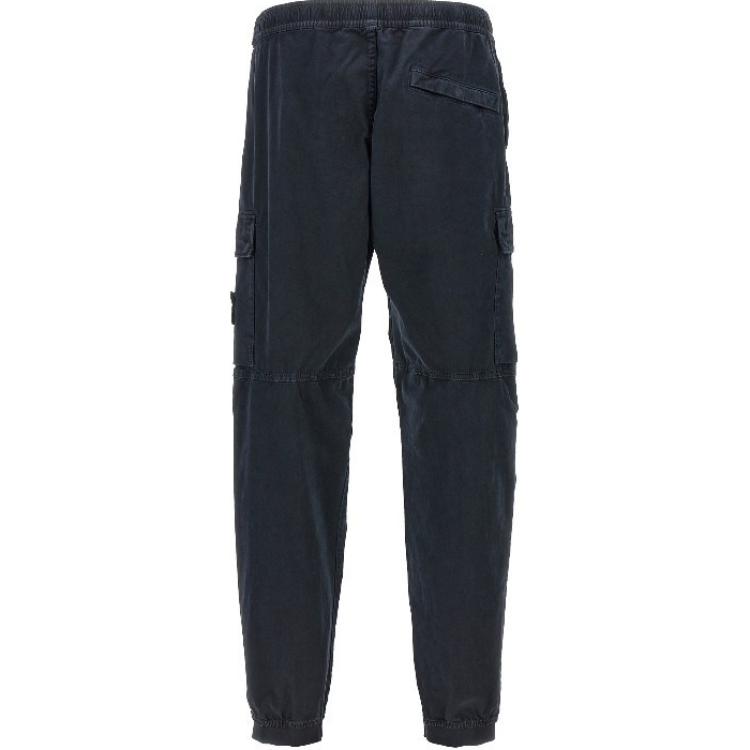 Lookbook Stone Island Seluar Kargo Biru Tentera Mid-Rise dengan Cuff Elastik 8115313L1-A0120
