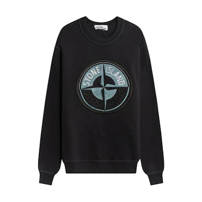 Stone Island Navy Blue Oversized Crewneck Logo Long-Sleeve Sweatshirt 731563094-V0020