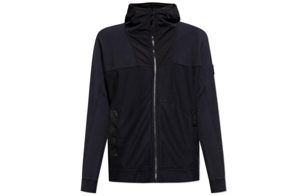Stone Island Navy Blue Patchwork Hooded Jacket Long Sleeve 801560354-V0020