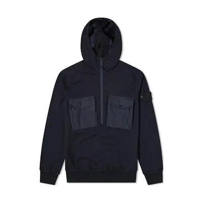 Stone Island Navy Blue Pullover Half-Zip Hoodie Casual Wear 7215636F3-V0020
