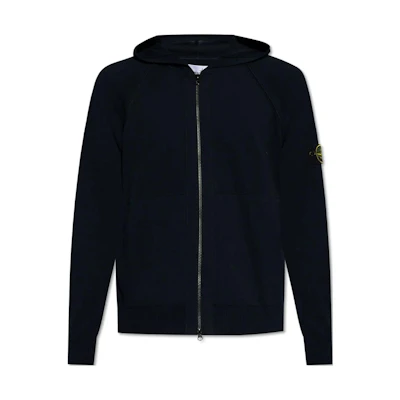 Stone Island Navy Blue Slim Fit Logo Patch Hooded Zip Jacket for Men 8015547B20-V0020