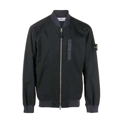 Stone Island Navy Blue Solid Logo Patch Zip Jacket for Men 781542629-V0020