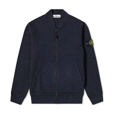 Stone Island Navy Blue Zip-Up Baseball Collar Jacket 731560220-V0020