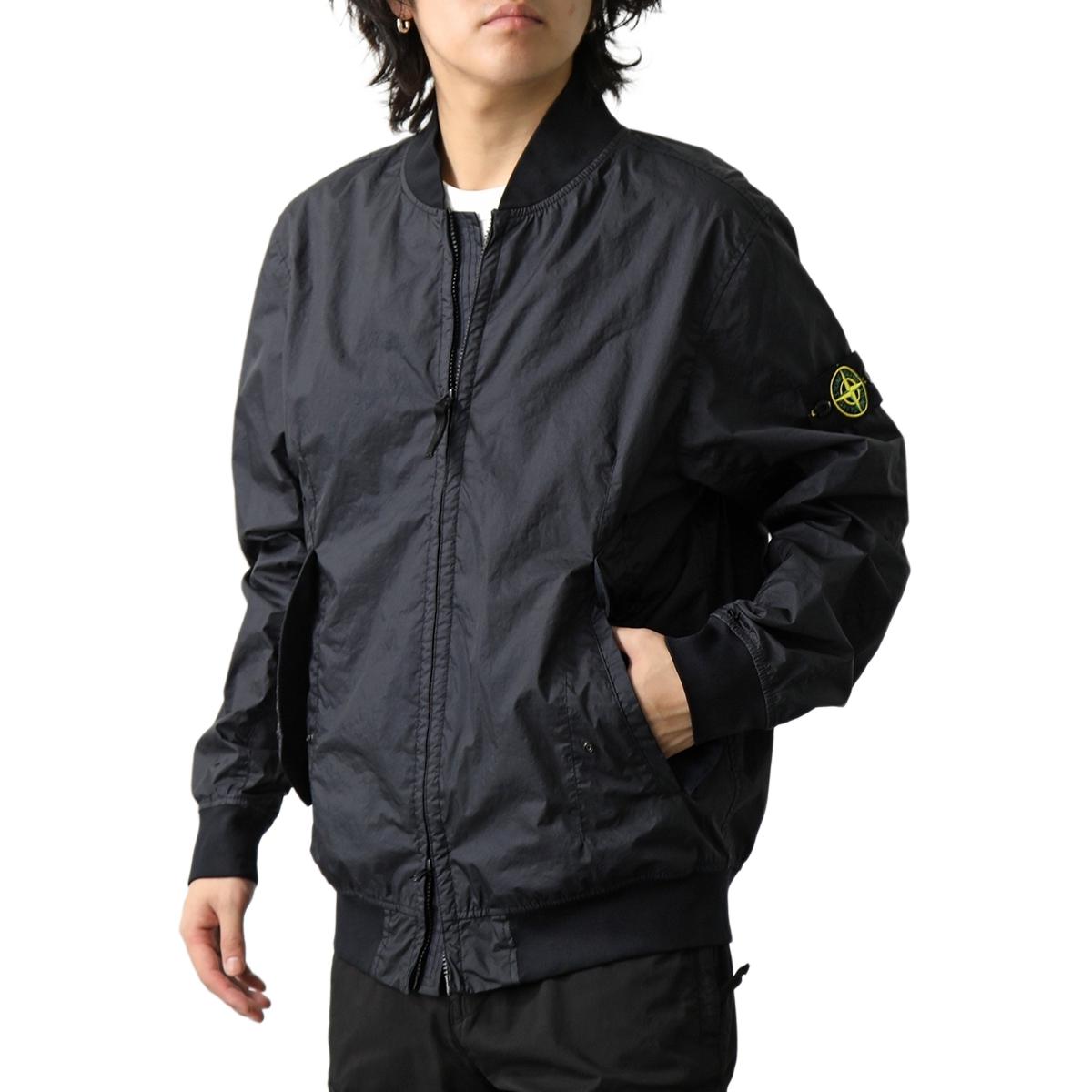 Stone Island Navy Blue Zip-Up Baseball Collar Jacket 360401404-V0020