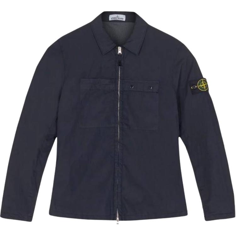 Stone Island Navy Blue Zip-Up Collared Jacket Long Sleeve Casual Outerwear 731510404-V0020