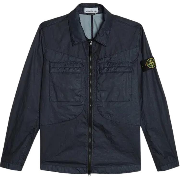 Stone Island Navy Blue Zip-Up Collared Long-Sleeve Jacket 761510323-V0020