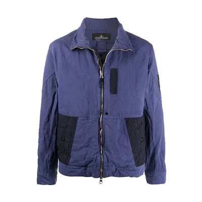 Stone Island Navy Blue Zip-Up Patchwork Casual Jacket 721940403-V0020