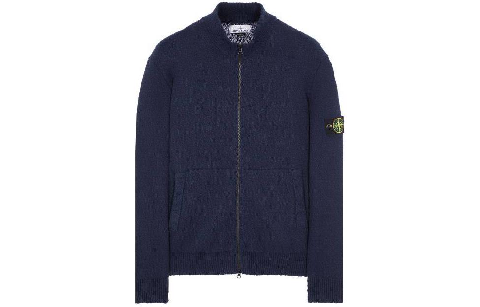 Stone Island Navy Blue Zip-Up Stand Collar Jacket for Men 8015561B1-V0020
