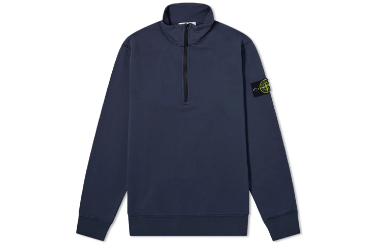 Stone Island Navy Half-Zip Long Sleeve Sweatshirt Jacket 741561951-V0020