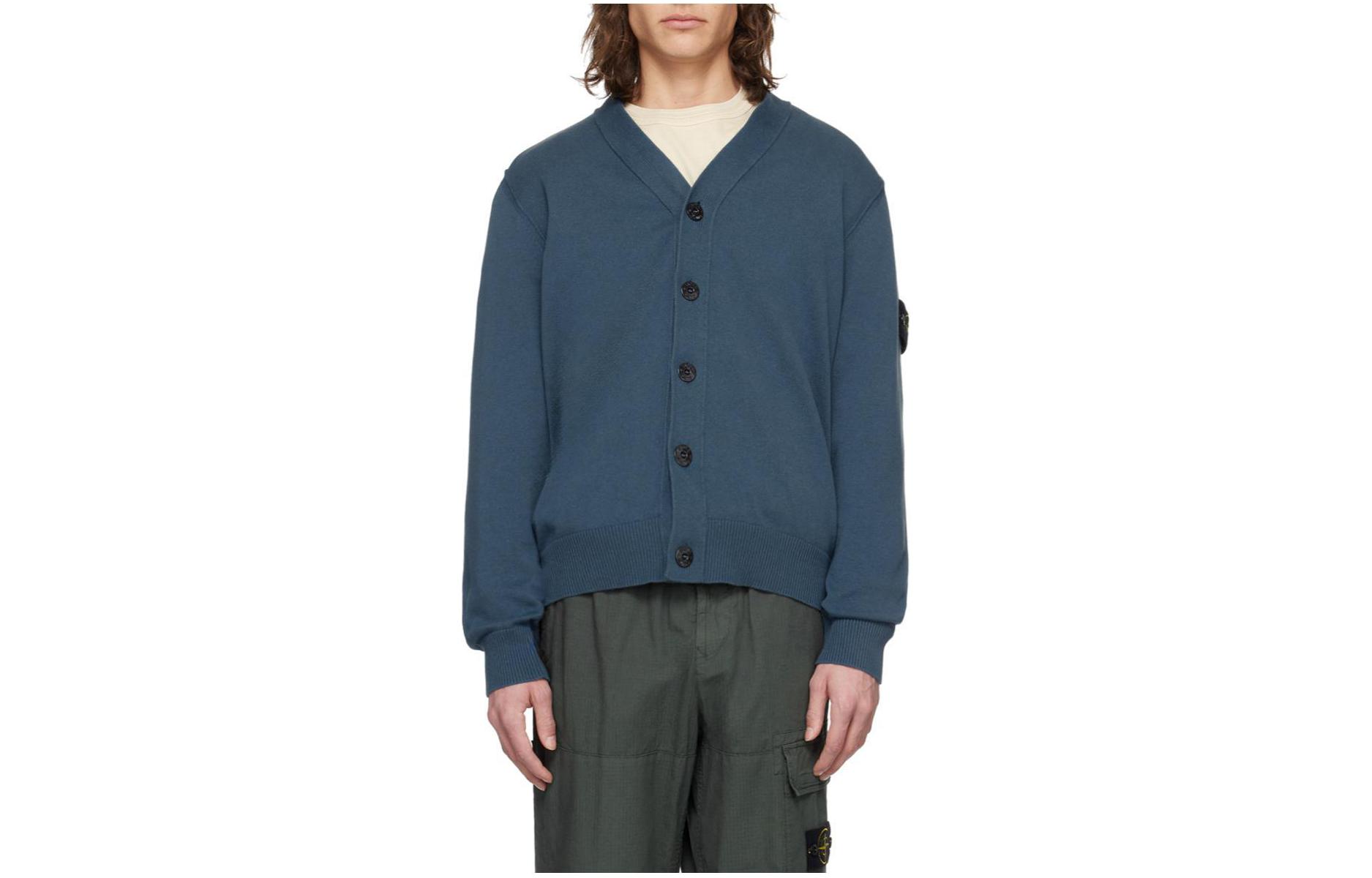 Stone Island Navy Hooded Zip-Up Logo Slim-Fit Jacket 8015516B2-V0024