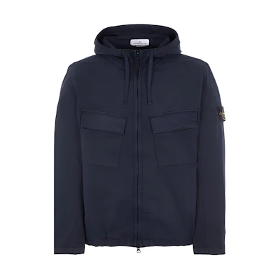 Stone Island Navy Slim Fit Hoodie Jacket with Logo and Zip 801542610-C0020