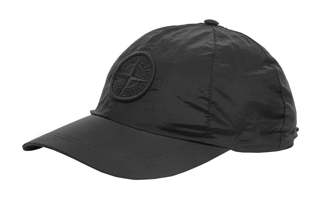 Stone Island Nylon Baseball Cap Black Unisex with Embroidered Logo Outdoor Style. 731599576-V0029