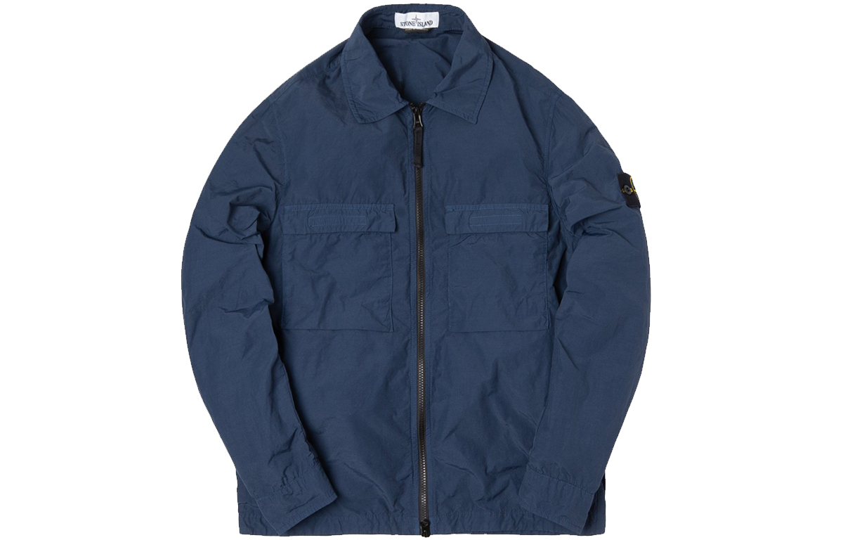Stone Island Nylon Jacket Deep Blue with Dual Pockets Casual Design SI721511102-V0028