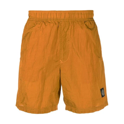Stone Island Nylon Logo Relaxed Fit Shorts Orange Color ( Spring/Summer). 1015B0943V0032