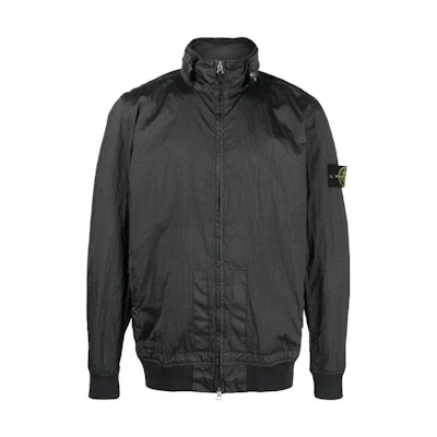 Stone Island Nylon Metal Logo Patch Zip Jacket in Charcoal Gray 781541920-V0065