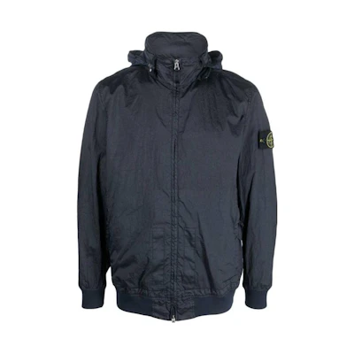 STONE ISLAND Nylon Metal Logo Patch Zip Jacket Navy Blue Outerwear 781541920-V0020