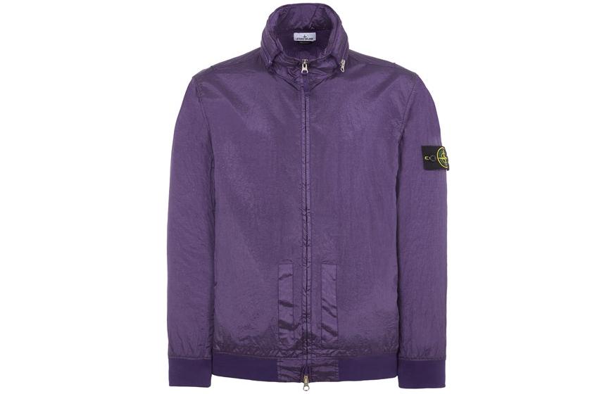 Stone Island Nylon Metal Logo Zip Jacket Navy Blue Long-Sleeve High Collar 781541920-V0026