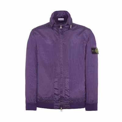 Stone Island Nylon Metal Logo Zip Jacket Navy Blue Long-Sleeve High Collar 781541920-V0026