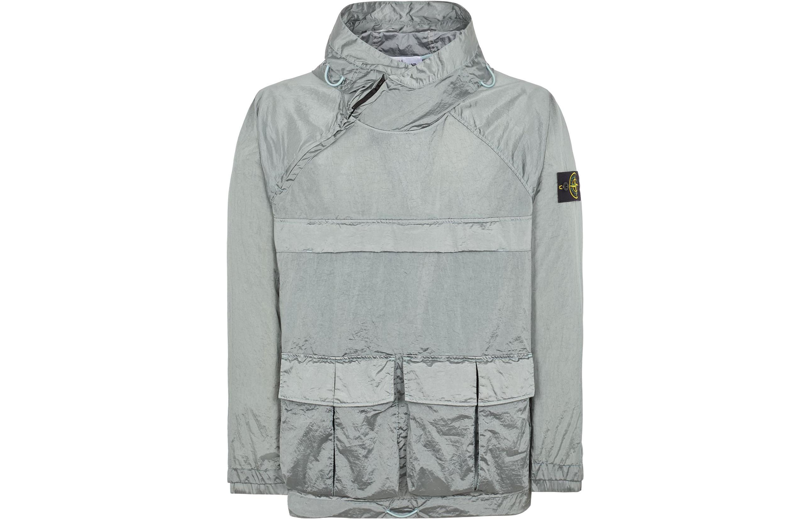 Stone Island Nylon Metal Solid Color Logo Hooded Jacket Sky Blue - 781543420-V0041