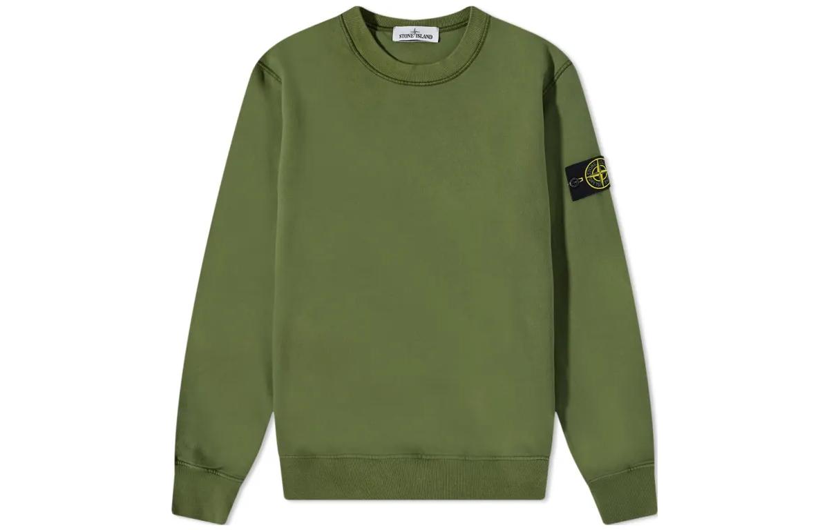 Stone Island Olive Crewneck Pullover Sweatshirt Long Sleeve 791570726-V0058