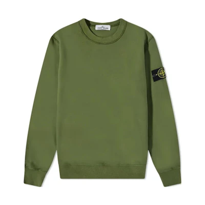 Stone Island Olive Crewneck Pullover Sweatshirt Long Sleeve 791570726-V0058