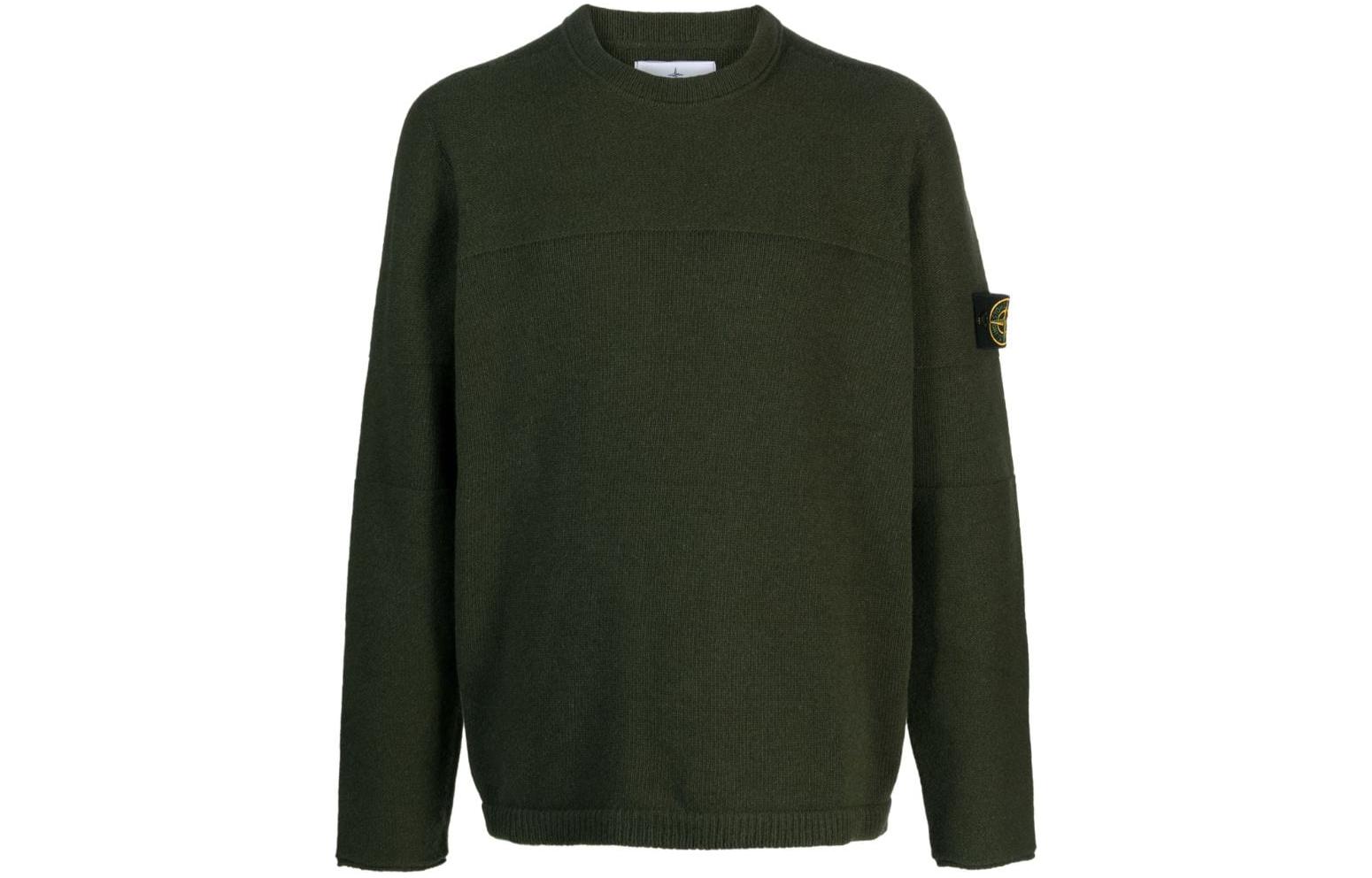 Stone Island Olive Green Crewneck Pullover Long-Sleeve Sweatshirt for Men 7915524A3-V0058
