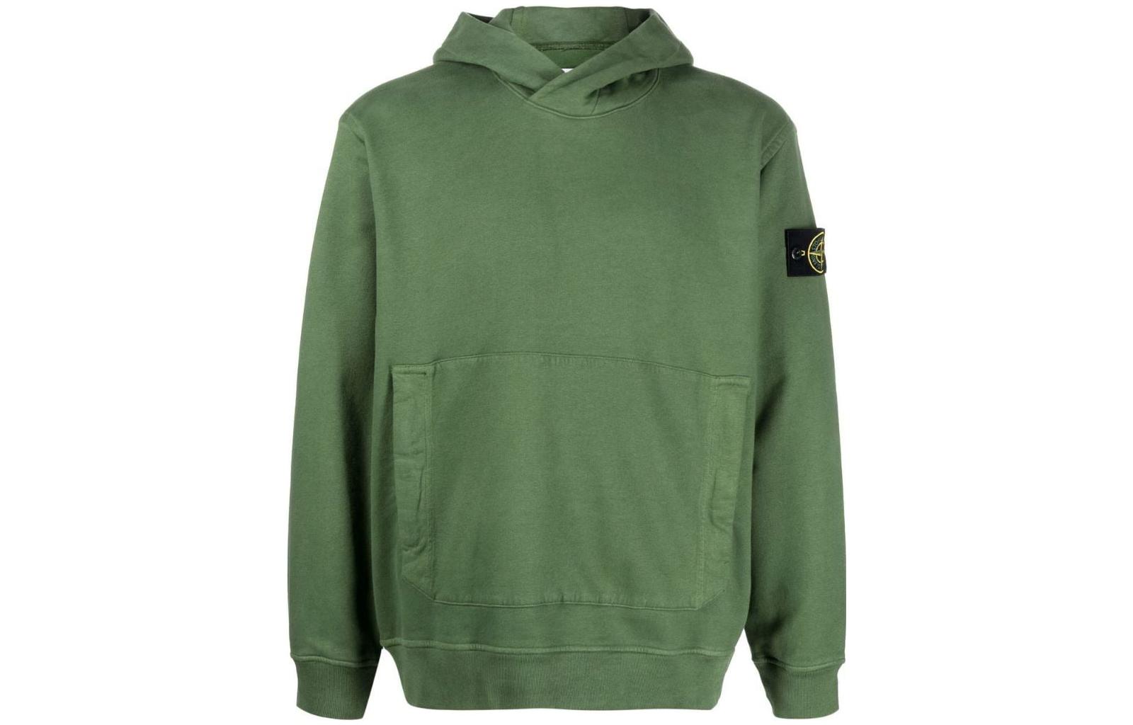 Stone Island Olive Green Front Pocket Hoodie  Sweatshirt. 771561820-V0058