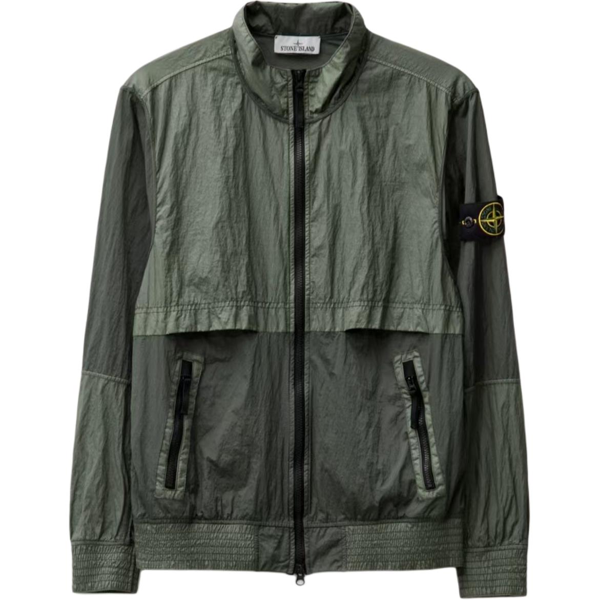 Stone Island Olive Green Logo Patch Long Sleeve Jacket for Men. 801541920-V0059