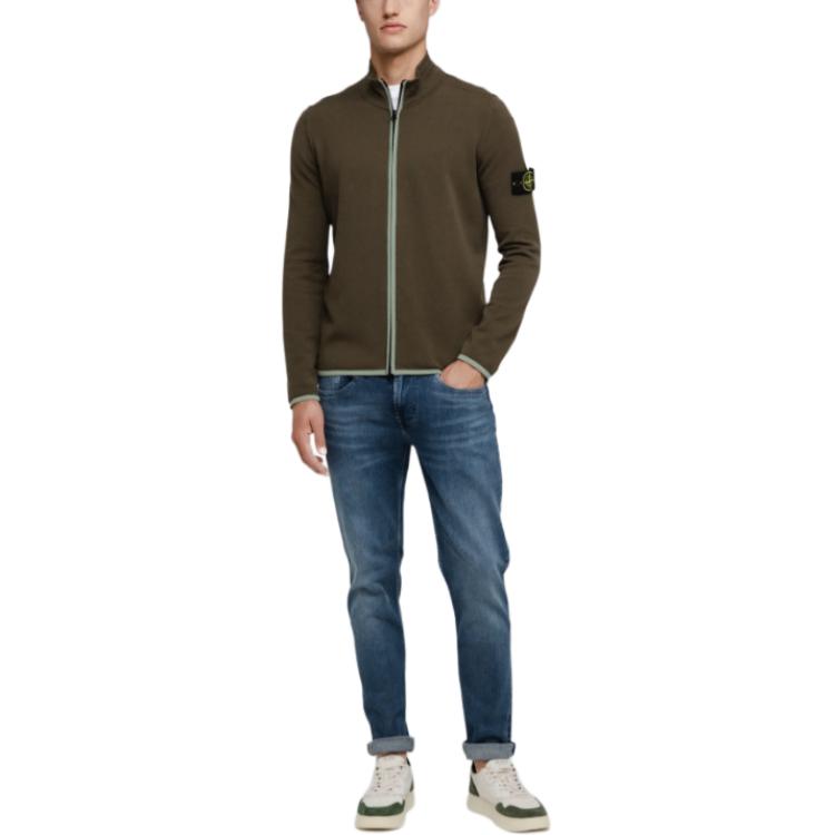 Stone Island Olive Green Logo Patch Zip-Up Jacket for Men. 7915503A1-V0058 圖 4