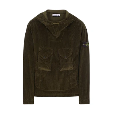 Stone Island Olive Green Pullover Hoodie with Logo 791511611-V0058